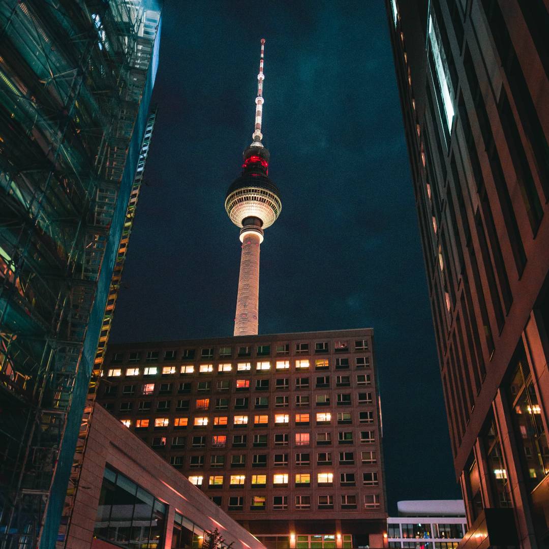 Television tower in Berlin at night
