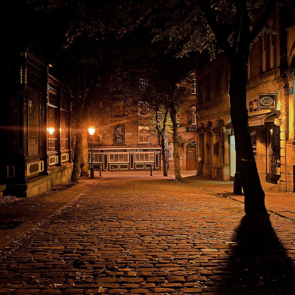 Urban night, empty street